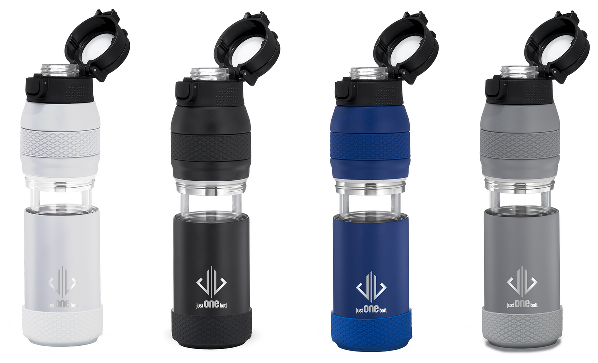 Jottle — insulated glass bottle with thermos sleeve